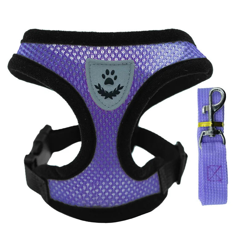 Puppy Harness Set Dog Accessories Adjustable Puppy and Cat Harness Vest French Bulldog Chihuahua Dog Collar Pet Leash Supplies