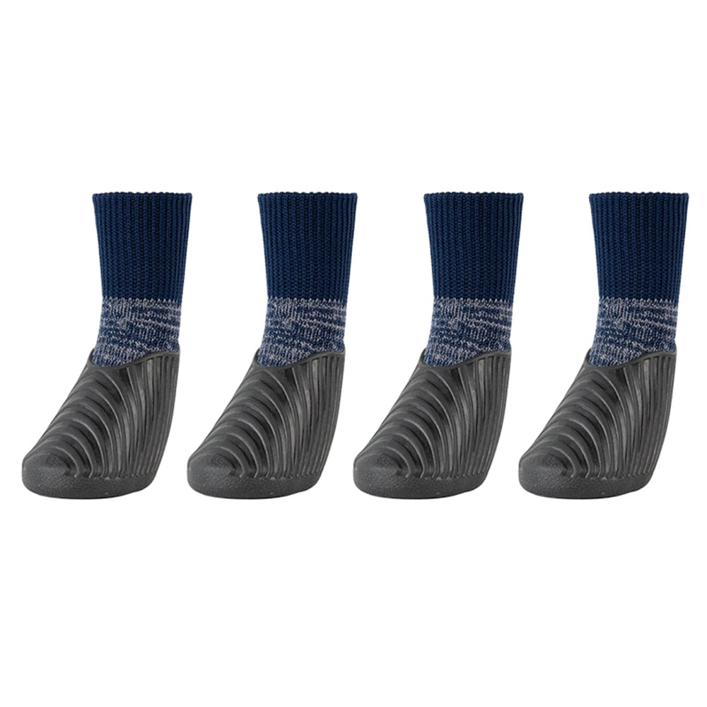 4PCS/Set Dog Boots Waterproof Rain Winter Pet Snow Shoes Puppy Sock Shoes with Antislip Sole Soft Comfortable Dog Paw Protector