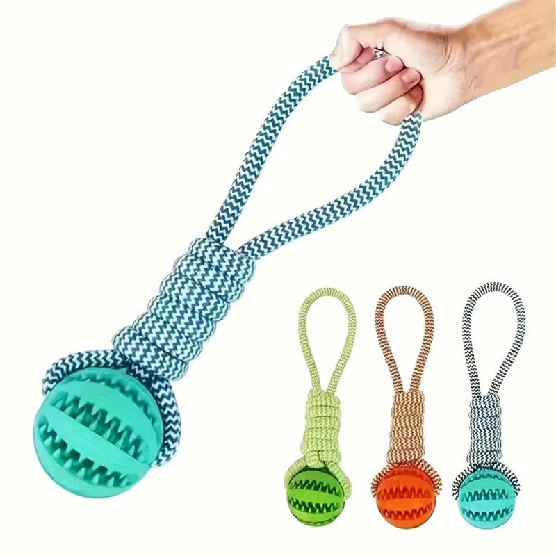 Durable Braided Rope Pet Chew Toy Ball - Dental Cleaning & Treat Dispenser, Fetch & Tug Play for Small/Medium Dogs