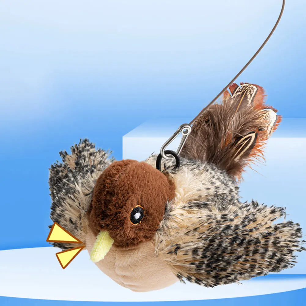 Interactive Cat Toys Flying Bird Cat Toy Flapping Wings Simulation Bird Plush Cats Pets Teasing Toys with Feather Cat Toys