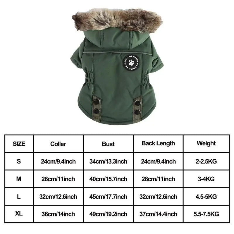 Cat Dog Doggie Down Jacket Hoodie Coat Pet Clothes Warm Clothing For Small Dogs Winter Thick Padded Warm Coat Vest Clothes For